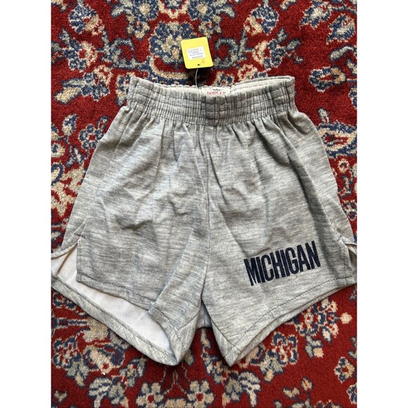 Vintage 90s Dodger University Of Michigan Short Shorts XS Gray NWT Girls - Picture 1 of 7